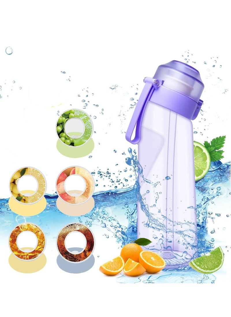 Oasisgalore Sports Air Water Bottle 22Oz With 5 Air Fruit Flavor Pods Of 0% Sugar Fruit Fragrance Water Bottle For Sports Gym Outdoor(Purple)  - Image 1