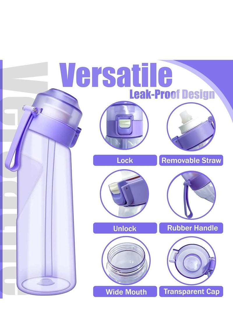 Oasisgalore Sports Air Water Bottle 22Oz With 5 Air Fruit Flavor Pods Of 0% Sugar Fruit Fragrance Water Bottle For Sports Gym Outdoor(Purple)  - Image 2