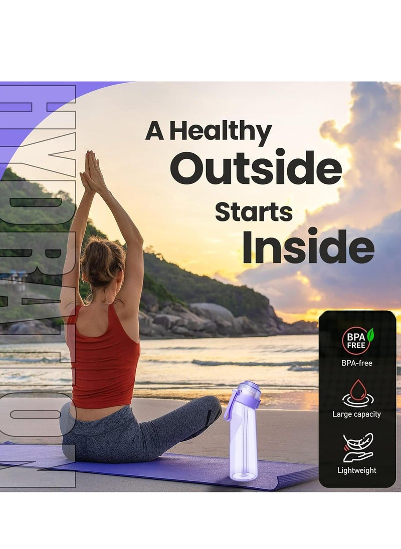 Oasisgalore Sports Air Water Bottle 22Oz With 5 Air Fruit Flavor Pods Of 0% Sugar Fruit Fragrance Water Bottle For Sports Gym Outdoor(Purple)  - Image 3