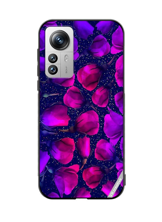 VR CREATIVE Protective Case Cover For Xiaomi 12X Purple Roses Flower Design Multicolour - Image 1