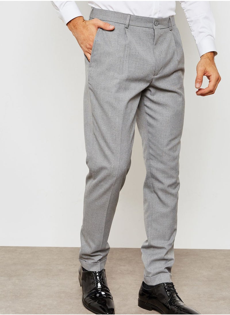 BURTON Slim Fit Side Zip Pleated Trousers  - Image 1