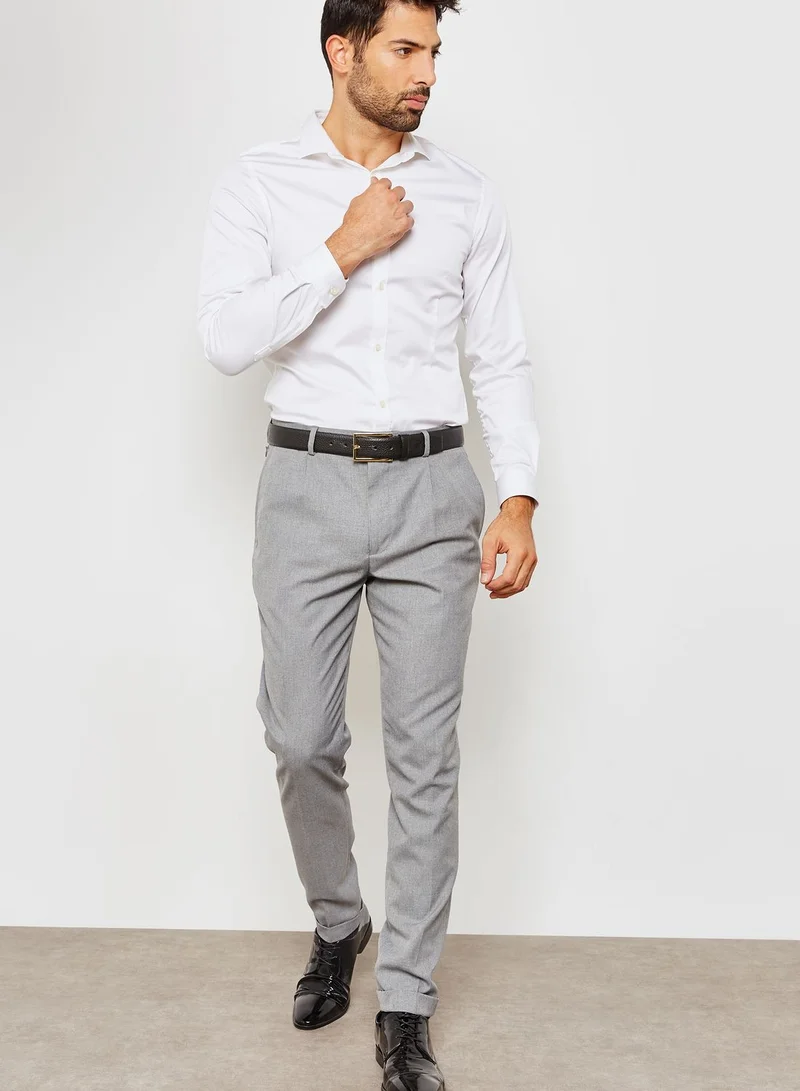 BURTON Slim Fit Side Zip Pleated Trousers