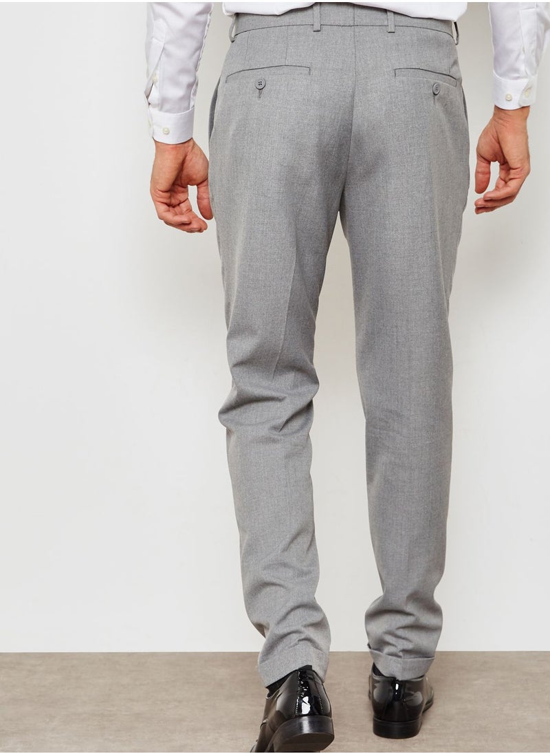 BURTON Slim Fit Side Zip Pleated Trousers  - Image 2