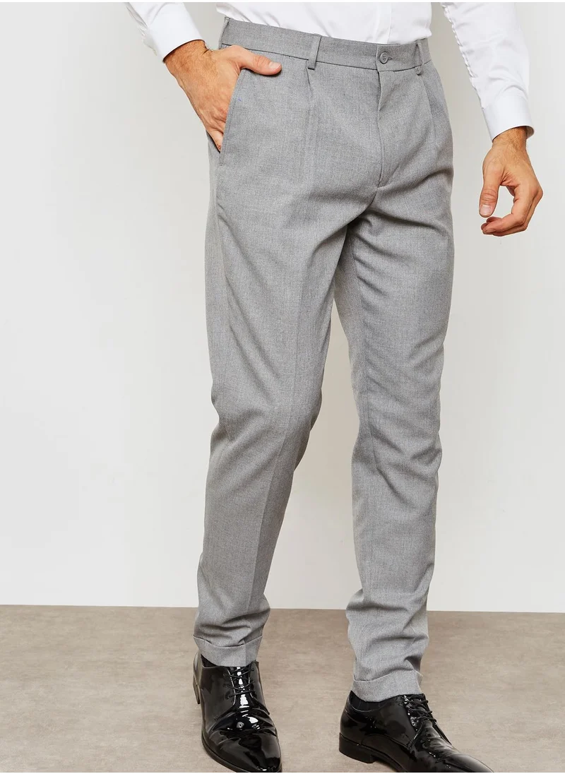 BURTON Slim Fit Side Zip Pleated Trousers