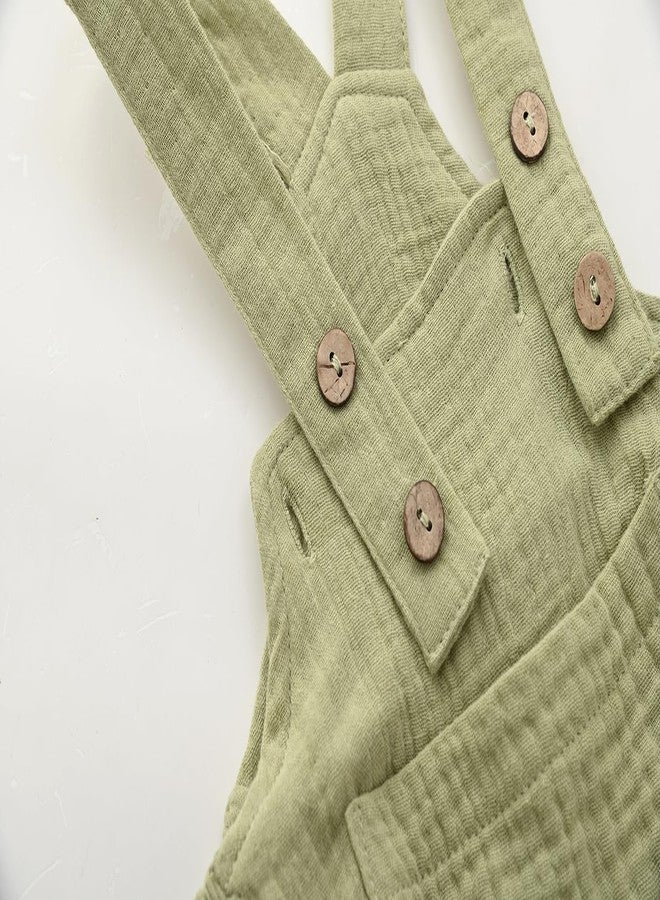 ACESTAR بدلة أطفال من ACESTAR للأولاد والبنات 100% قطن شفاف بدون أكمام ملابس صيفية (أخضر نعناعي، 6-9 أشهر) - Image 4