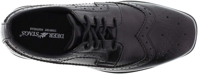 Deer Stags Boys' Ace Formal Dress Shoes Wingtip Brogue Oxford for Church, School Uniform, Graduation, Black, 3.5 Big Kid - Image 3
