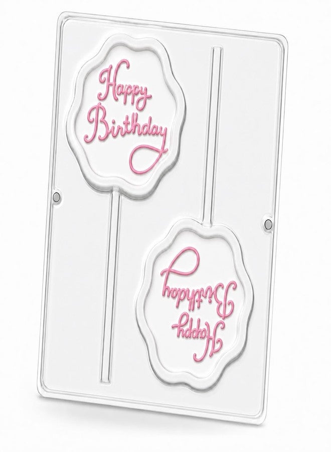 Lollipops Happy Birthday Lollipop Chocolate Candy Mold Scalloped Shape 3306 2 Cavities 4 Inch Diameter - Image 1