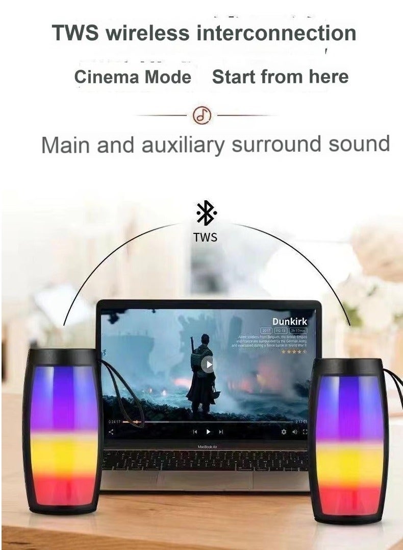 Portable Bluetooth Speaker with LED Light Show | Wireless TWS Stereo Sound | HiFi Bass | Supports TF Card, USB, FM Radio | Long Battery Life | CE Certified
