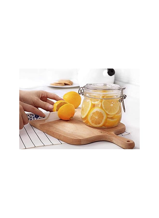 PROMASS مجموعة علب زجاجية مكونة من 6 قطع مع أغطية، 17 أونصة/500 مل، برطمان تخزين طعام دائري - حاوية تخزين مع ختم شفاف لحفظ الطعام ومشبك سلكي للتثبيت في المطبخ لتعليب الحبوب والمعكرونة والسكر والفاصوليا - Image 2