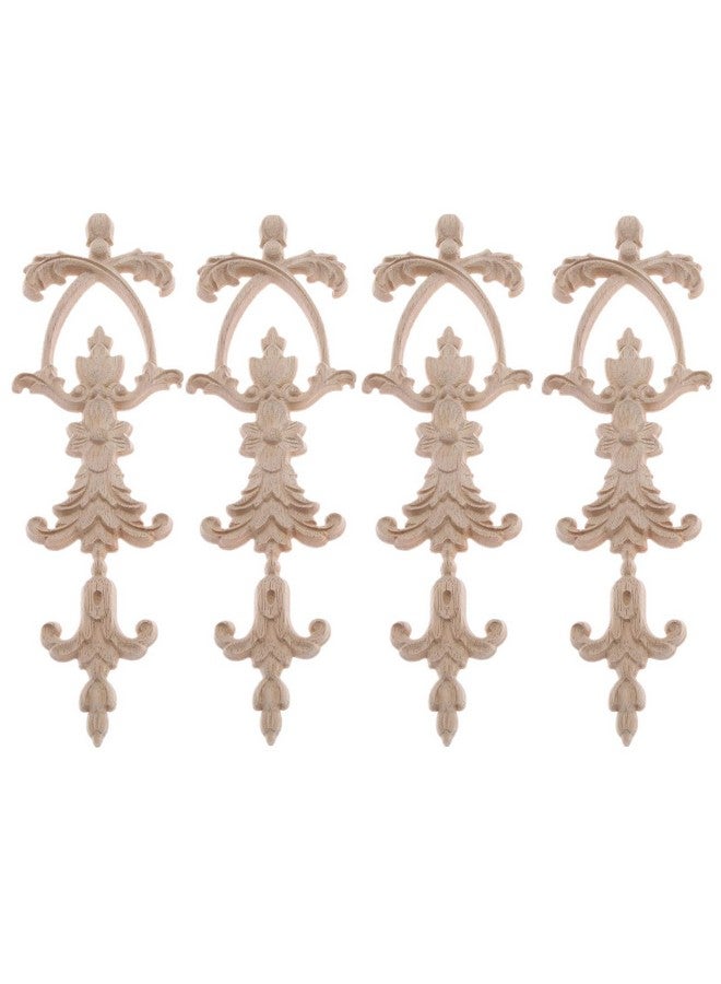 موكسام إطار طويل يزين الخشب المنحوت الشارات 4 حزمة غير مطلية مجموعة نحت خشبية للجدار الباب مرآة خزانة خزانة خزانة اللوح الأمامي خزانة خزانة ديكور 27X8.5 سم / 10.63X3.35 - Image 1