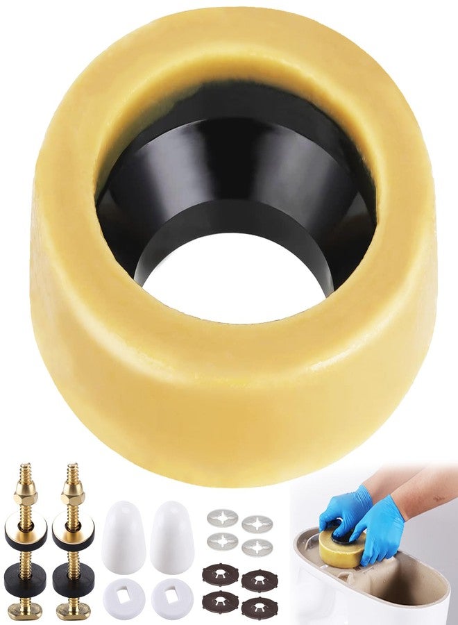 MENNTY Toilet Wax Ring Replacement Kit for 3-Inch or 4-Inch Floor-Mounted Toilet Drain Pipe, Wax Ring for Toilet Base with Brass Bolt - Image 1
