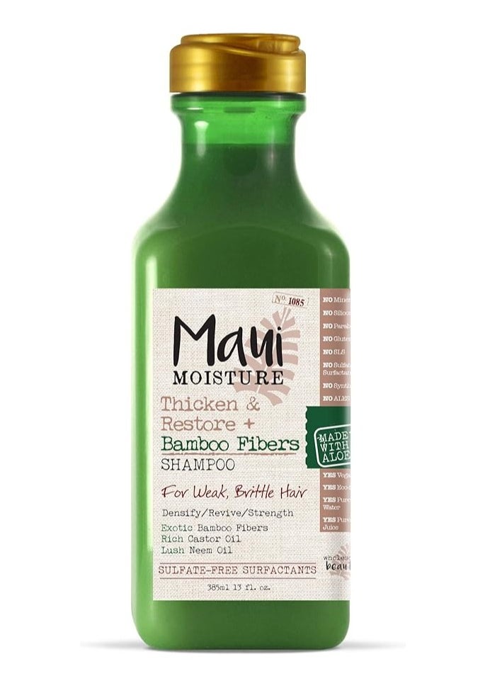 MAUI MOISTURE Thicken and Restore with Exotic Bamboo Fiber Castrol Oil Lush Neem Oil for Weak Brittle Hair 385ml 