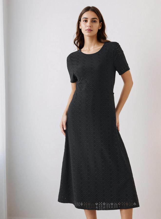 Splash FAV Schiffli A-line Midi Dress with Keyhole Back Closure - Image 3