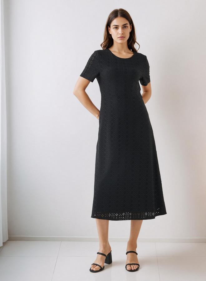 Splash FAV Schiffli A-line Midi Dress with Keyhole Back Closure - Image 1