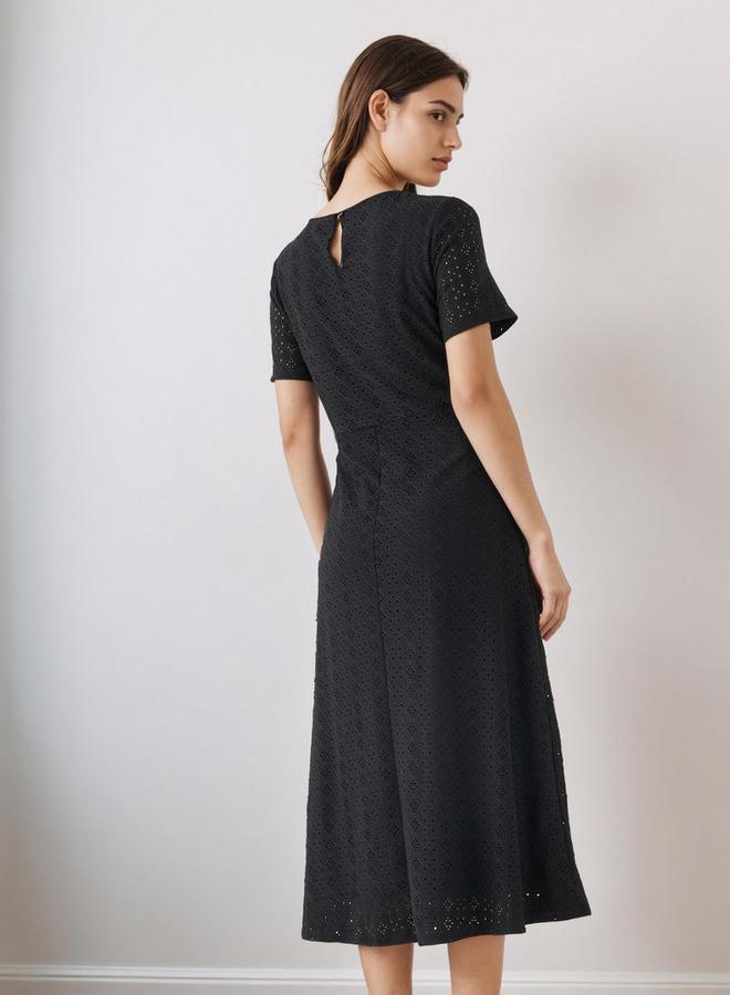 Splash FAV Schiffli A-line Midi Dress with Keyhole Back Closure - Image 4