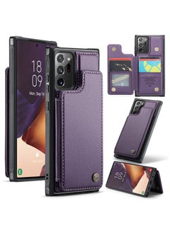 CaseMe Wallet Case for Samsung Galaxy Note 20 Ultra, Premium Handmade Durable PU Leather Slim Shockproof Case with [Double Magnetic Clasp] [Card Holder] [Kickstand] [RFID Blocking] (Purple)  - Image 1