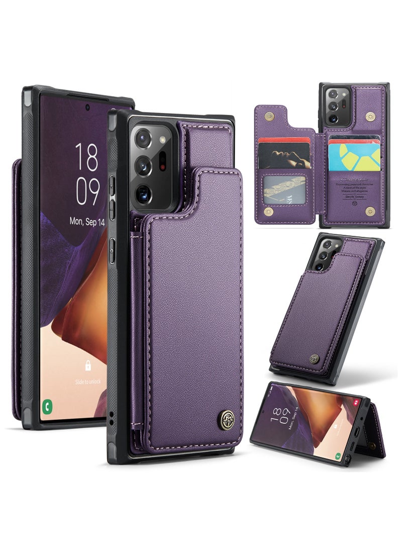 CaseMe Wallet Case for Samsung Galaxy Note 20 Ultra, Premium Handmade Durable PU Leather Slim Shockproof Case with [Double Magnetic Clasp] [Card Holder] [Kickstand] [RFID Blocking] (Purple)  - Image 1