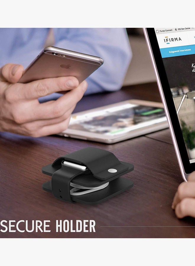 NIBEMINENT Charging Case Soft Silicone Charger Wallet For Apple Watch 38 & 42mm Black  - Image 4