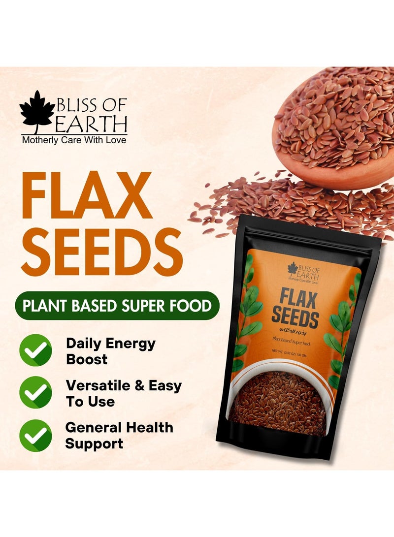 BLISS OF EARTH Raw Flax & White Sesame Seeds Combo for Weight Loss, Plant-Based Seeds for Eating, Smoothies & Baking, High Protein Superfood White Sesame & Flax Seed Fiber & Omega-3 Rich – 100g Each - Image 2