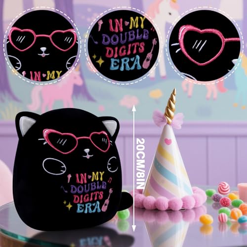 InIsaJace Black Cat 10th Birthday Stuffed Animal 8 Inches Double Digits Birthday Plush Toy in My Double Digits Era Plushies Gift Party Favors - Image 5
