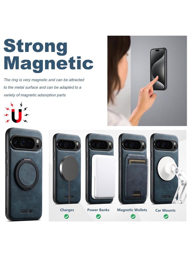 Suteni Case For Google Pixel 8 G3 G3 Oil Wax 360 Rotation Holder MagSafe Back Phone Case - Image 4