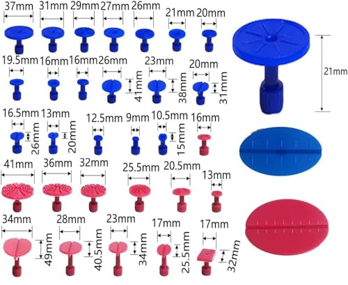Hyamass 30Pcs Car Body Paintless Dent Removal Kit Puller Tabs Dent Repairs Tool Set Suction Cup Glue Tabs Auto Dent Puller with Hail Dent Removal Kit - Image 3
