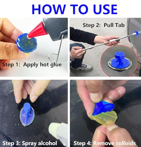 Hyamass 30Pcs Car Body Paintless Dent Removal Kit Puller Tabs Dent Repairs Tool Set Suction Cup Glue Tabs Auto Dent Puller with Hail Dent Removal Kit - Image 4