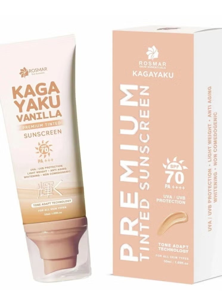 واقي شمس ملون فاخر بعامل حماية 70 SPF PA ++++، حماية من الأشعة فوق البنفسجية UVA / UVB، تقنية تكييف لون البشرة، 50 مل