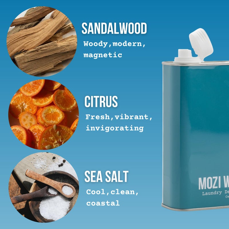 Mozi Wash Laundry Detergent Liquid, Central Coast- Sandalwood & Lavender, 50+ Loads, Concentrated, Non toxic, Plant Based Enzyme Cleaners, Long Lasting Luxury Clean, Cologne Soap for Men, 32 oz - Image 3