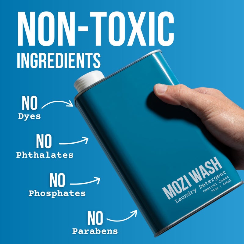 Mozi Wash Laundry Detergent Liquid, Central Coast- Sandalwood & Lavender, 50+ Loads, Concentrated, Non toxic, Plant Based Enzyme Cleaners, Long Lasting Luxury Clean, Cologne Soap for Men, 32 oz - Image 4