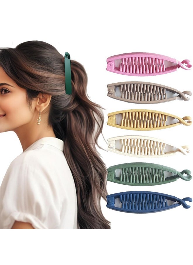 BIRDWARE Big-Size Banana Clips Multi Color Imported Rubber Acrylic Material Stone Banana Hair Clips For Women (Multi Colour) | Hair Clutchers | Banana Clips (Pack Of 6)  - Image 1
