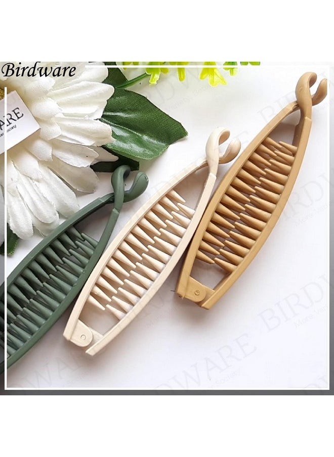 BIRDWARE Big-Size Banana Clips Multi Color Imported Rubber Acrylic Material Stone Banana Hair Clips For Women (Multi Colour) | Hair Clutchers | Banana Clips (Pack Of 6)  - Image 5