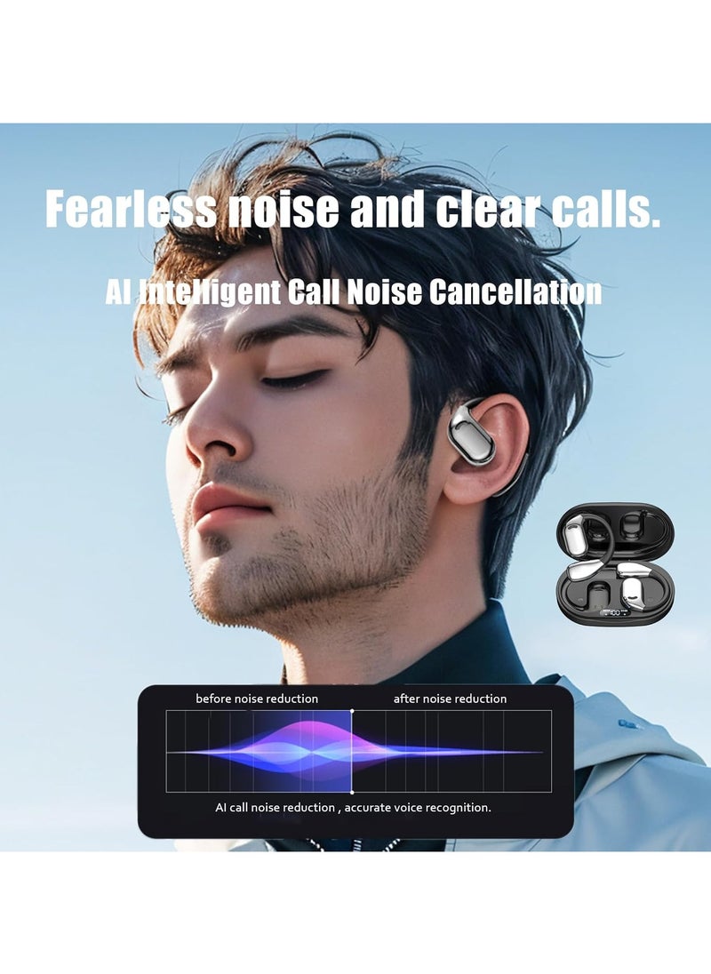 JBLTM M75 Smart translation Bluetooth headset, Bluetooth 5.4 bone conduction headset, ear-hook translation fingerprint touch noise reduction sports headset (black)  - Image 4