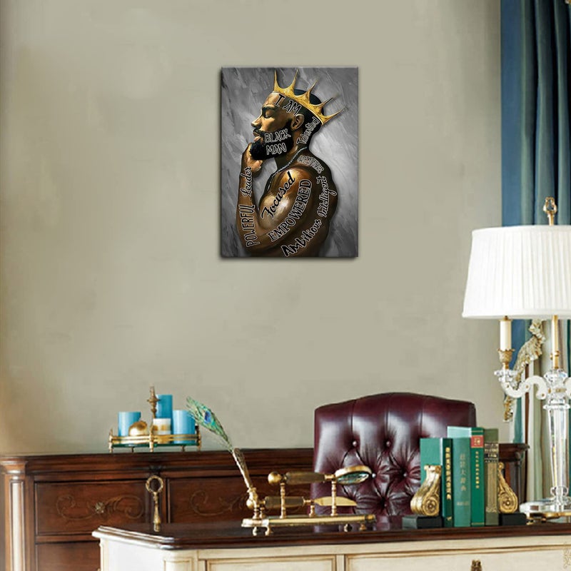 AKOTAC Framed African American Wall Art Man Portrait Wall Art Inspirational Black Man Motivational Quotes Afro King Poster Abstract Canvas Prints Painting Home Decor for Bedroom Living Room Ready to Hang - Image 4