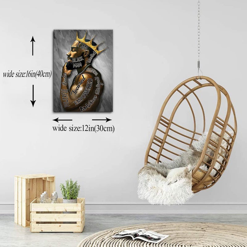 AKOTAC Framed African American Wall Art Man Portrait Wall Art Inspirational Black Man Motivational Quotes Afro King Poster Abstract Canvas Prints Painting Home Decor for Bedroom Living Room Ready to Hang - Image 3