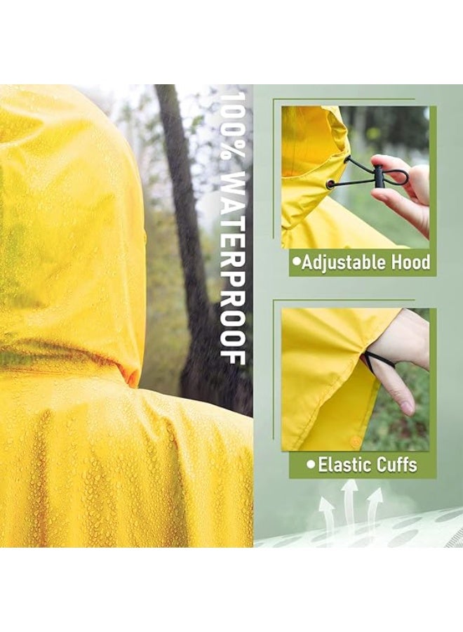 COYO Hooded Rain Poncho for Adult with Pocket, Waterproof Lightweight Unisex Raincoat for Hiking Camping Emergency - Image 4