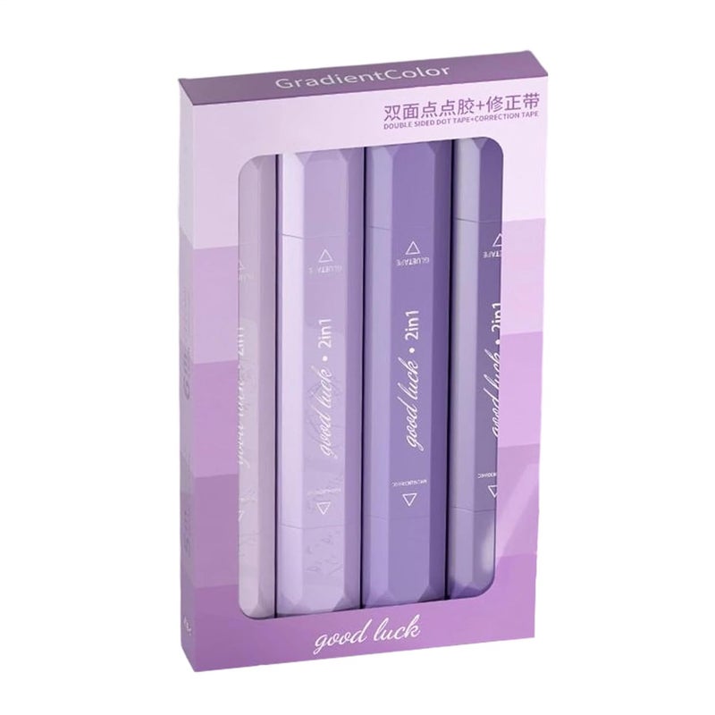 شريط تصحيح أرجواني مزدوج الجوانب قلم 4 قطع محمول للمنزل المكتب المدرسة - Image 1