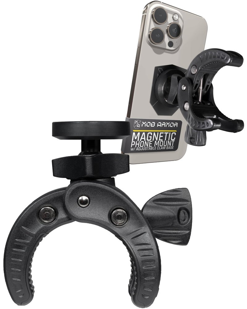 Mob Armor MobNetic Claw with 360° Rotation - Bar Mount for Golf Carts, Strollers, or Any enclsoed cab Vehicle with Round or Square Tubes- Universal Car Magnetic Phone Mount, Assembled in USA - Black - Image 1