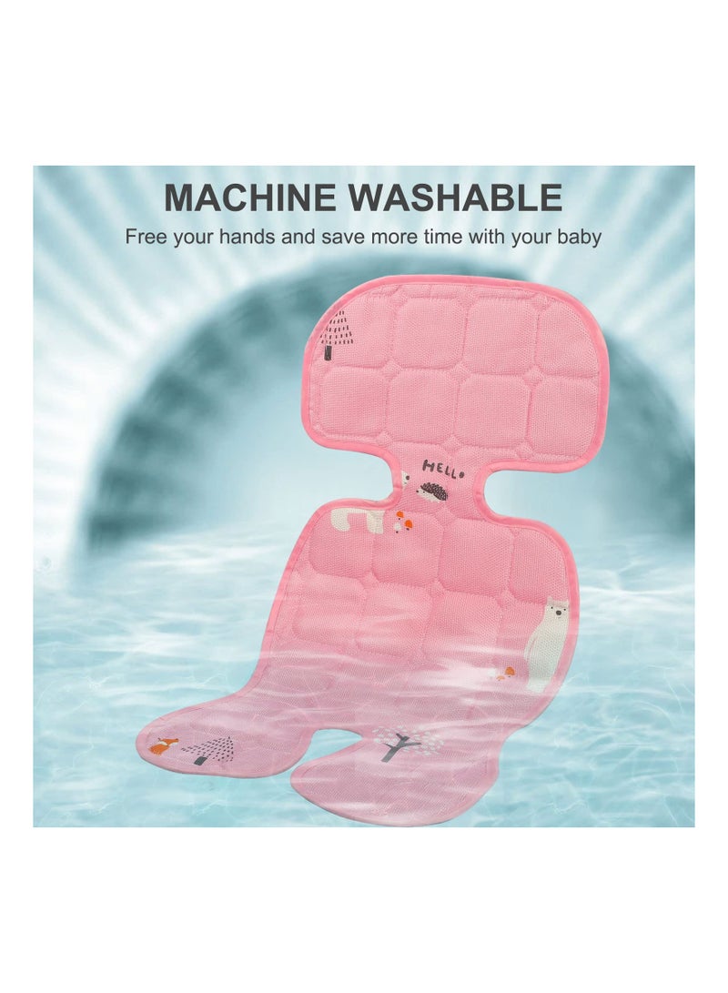 Zikra بطانة تبريد لعربة الأطفال مع شبكة بعوضة لعربة الأطفال، بطانة قابلة للتنفس لمقعد عربة الأطفال، ملحق لعربة الأطفال، وسادة مقعد للرضع لعربة الأطفال وعربة الأطفال ومقعد السيارة (وردي) - Image 5