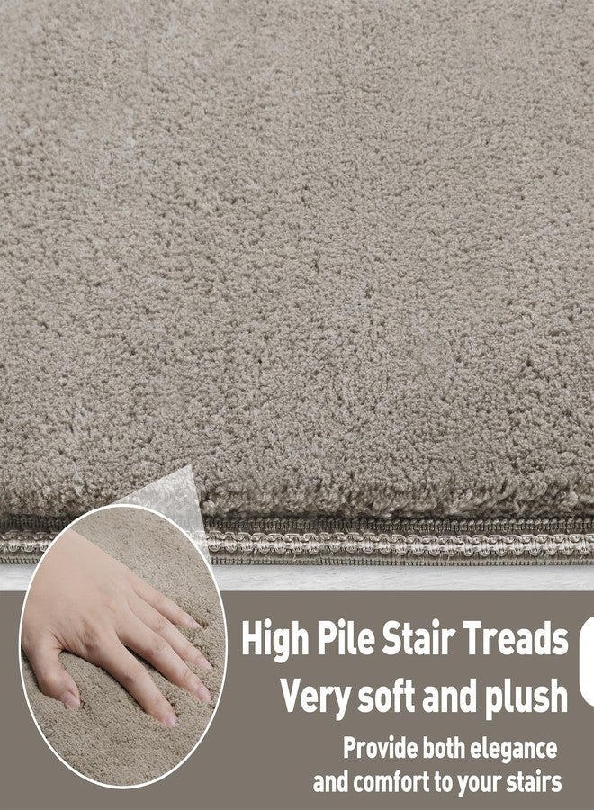 PURE ERA Carpet Stair Tread Landing Mat Area Rug Ultra Plush Shag Soft Non Slip Skid Resistant Tape Free Indoor Doormat Washable Reusable Cream Gray 2' X 3' - Image 3