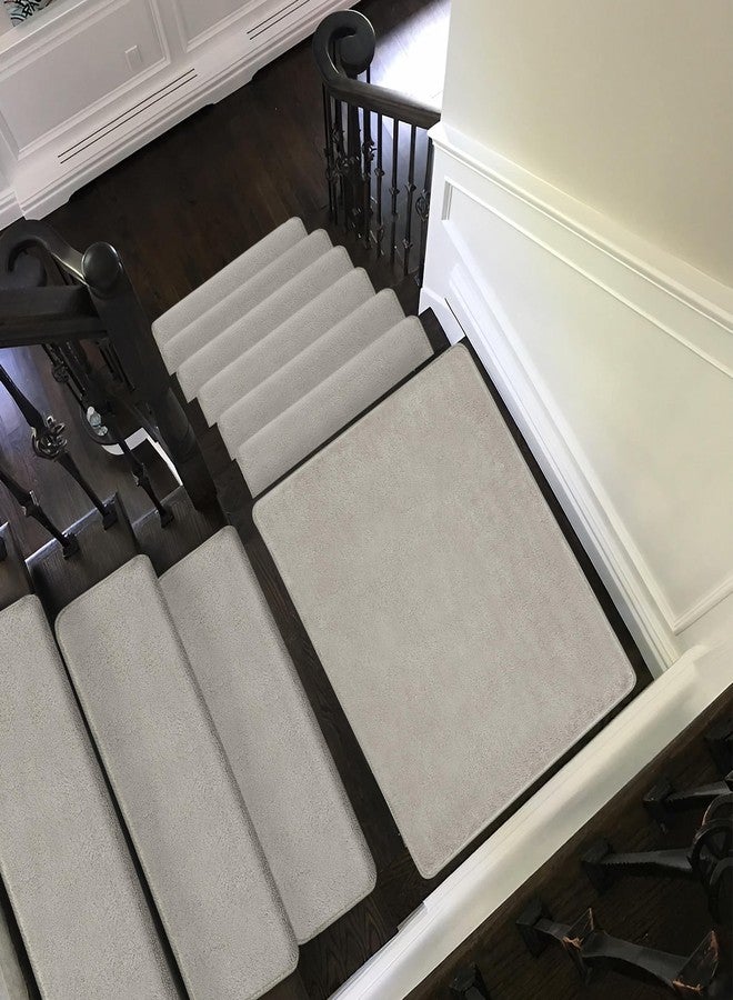 PURE ERA Carpet Stair Tread Landing Mat Area Rug Ultra Plush Shag Soft Non Slip Skid Resistant Tape Free Indoor Doormat Washable Reusable Cream Gray 2' X 3' - Image 2