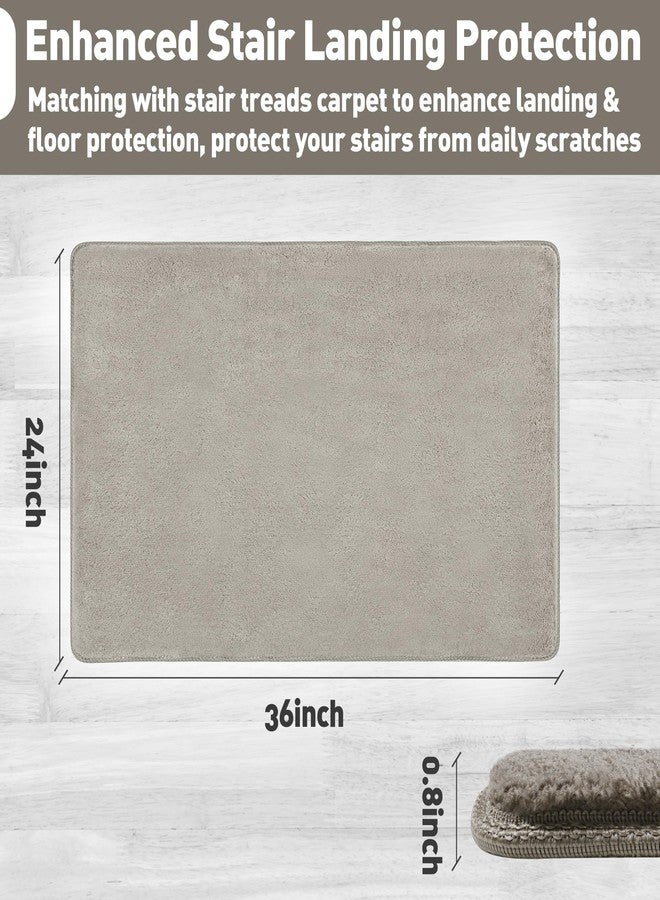 PURE ERA Carpet Stair Tread Landing Mat Area Rug Ultra Plush Shag Soft Non Slip Skid Resistant Tape Free Indoor Doormat Washable Reusable Cream Gray 2' X 3' - Image 5