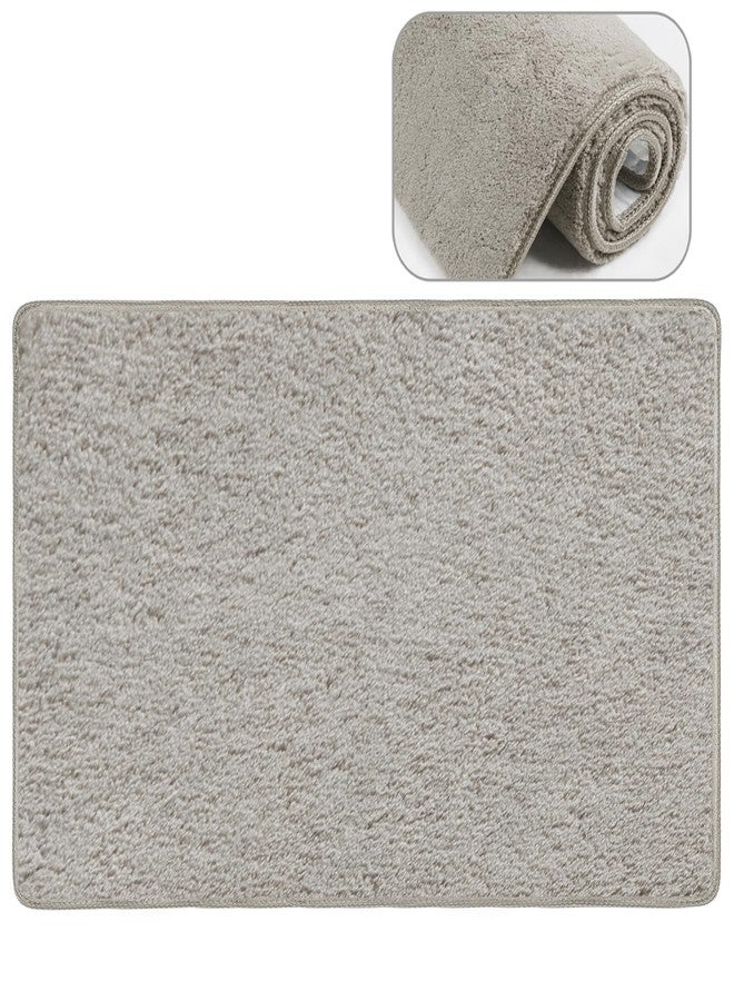 PURE ERA Carpet Stair Tread Landing Mat Area Rug Ultra Plush Shag Soft Non Slip Skid Resistant Tape Free Indoor Doormat Washable Reusable Cream Gray 2' X 3' - Image 1
