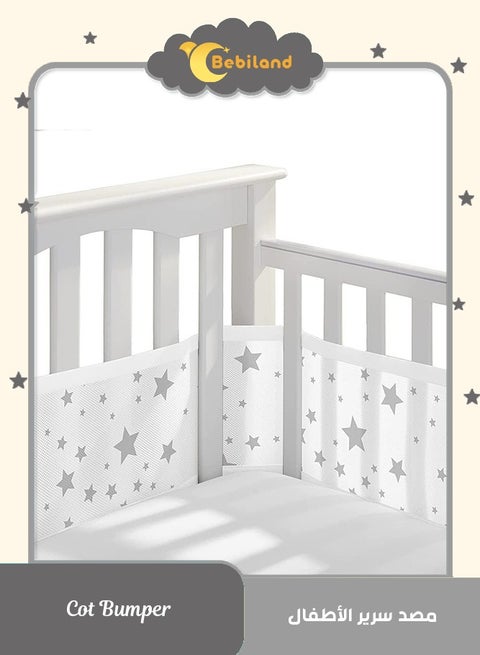 Cot Bumper, Breathable Crib Cushion Bumpers Pads, Mesh Liner for Full-Size Cribs, Safe Cushioned Protective Pads for Newborn Toddlers Boys Girls (Star)