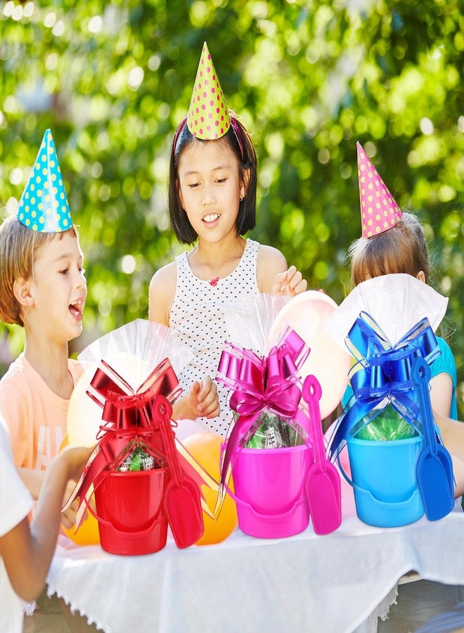 Sratte 20 Pcs Sand Buckets and Shovels Set for Kids, Buckets Travel Sand Toys, Plastic Beach Pails Toys, with Clear Treat Bags and Pull Bows, for Girls Boys Gift Summer Party Favor - Image 5