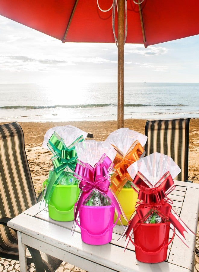 Sratte 20 Pcs Sand Buckets and Shovels Set for Kids, Buckets Travel Sand Toys, Plastic Beach Pails Toys, with Clear Treat Bags and Pull Bows, for Girls Boys Gift Summer Party Favor - Image 4