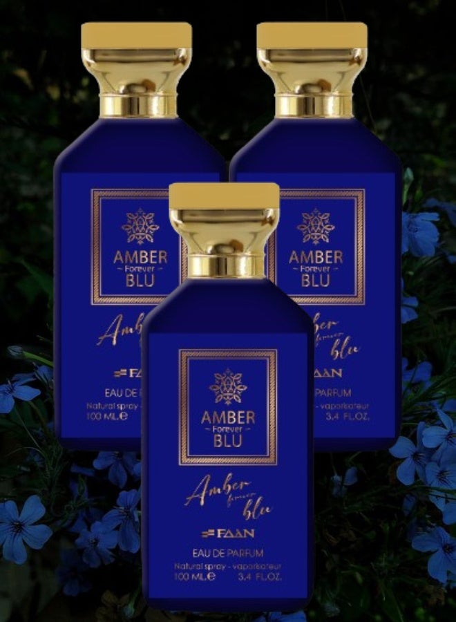 Faan 3 Pieces Amber Forever Blu Perfume 100ML - Image 1