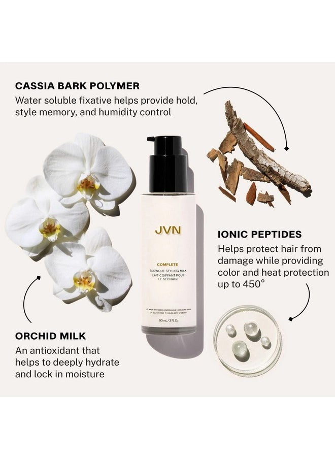 JVN JVN Complete Blowout Styling Milk Heat Protector Cream, Anti-Humidity, Smooths Protects, 3 Fluid Ounces  - Image 2
