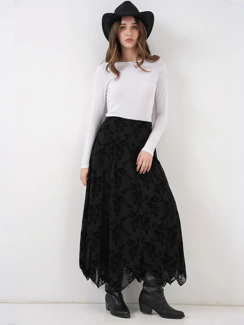 BIG DART BDART High Waist Floral A-Line Maxi Skirt