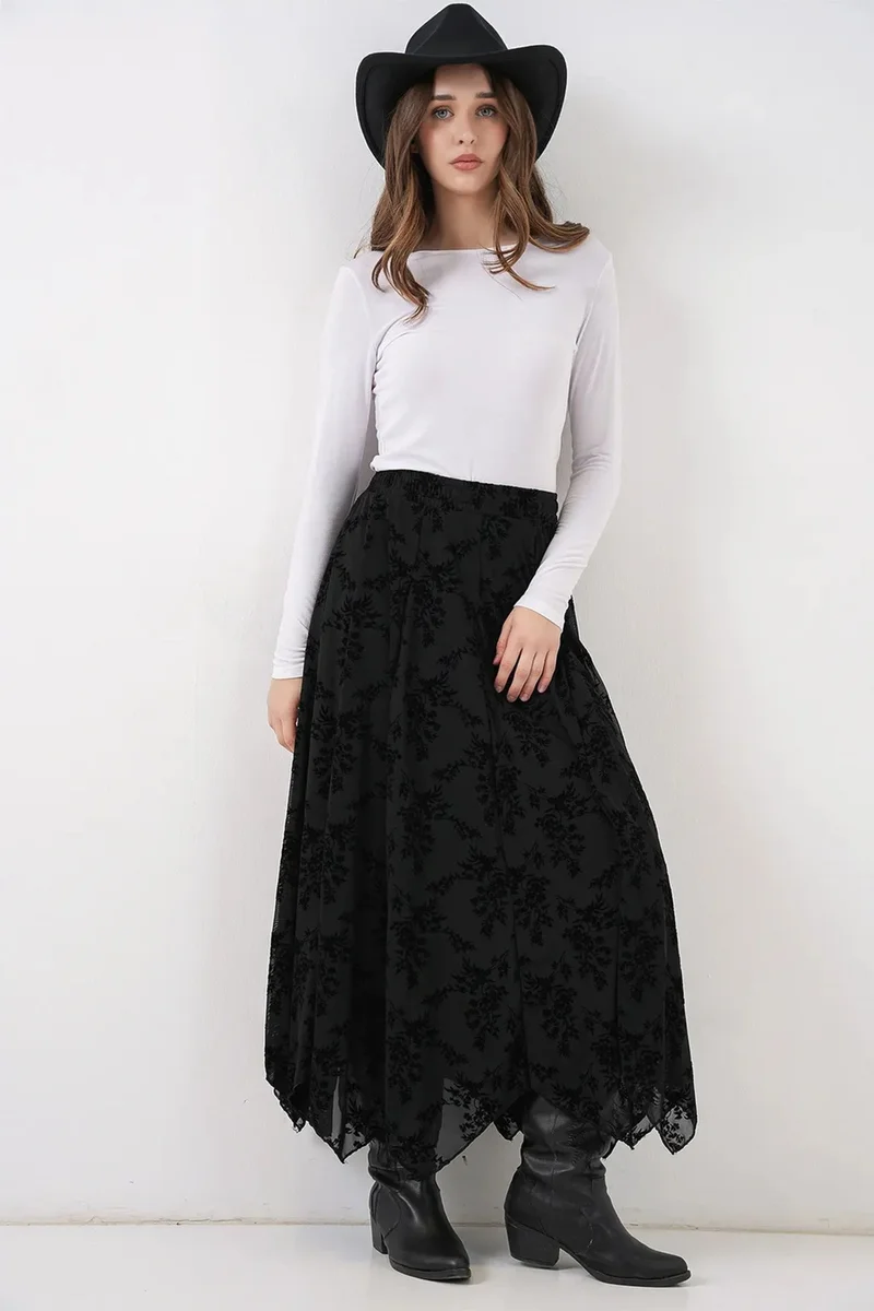 بيغ دارت BDART High Waist Floral A-Line Maxi Skirt